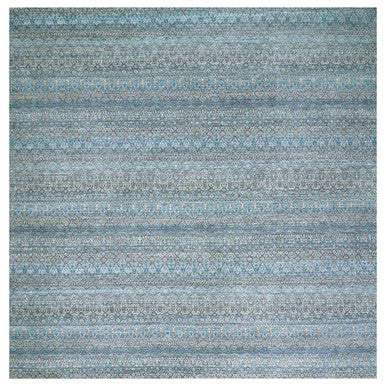 Modern and Contemporary Wool Hand Knotted Rug Blue No Border 12.0X12.0 -O079768
