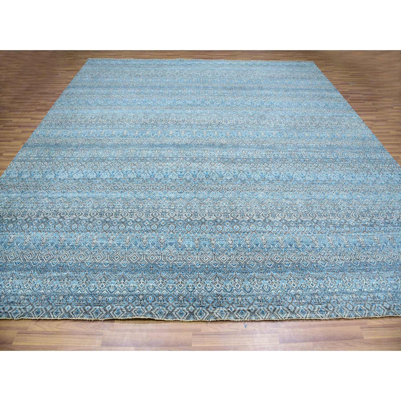 Modern and Contemporary Wool Hand Knotted Rug Blue No Border 12.0X12.0 -O079768