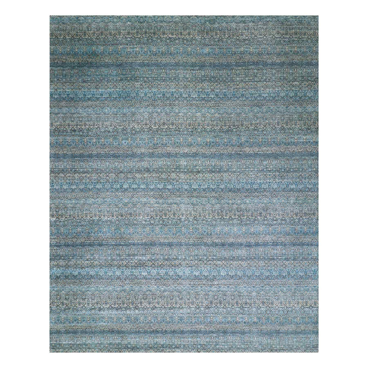Blue 12'0" x 15'1" Modern and Contemporary Hand knotted Wool Rug - Sku: O079769