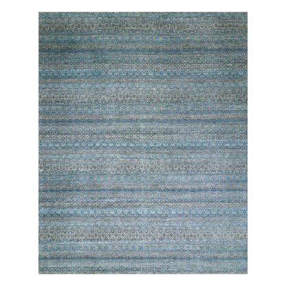 Modern and Contemporary Wool Hand Knotted Rug Blue No Border 12.0X15.1 -O079769
