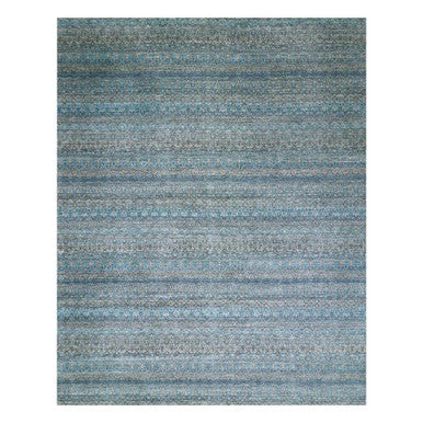 Modern and Contemporary Wool Hand Knotted Rug Blue No Border 12.0X15.1 -O079769