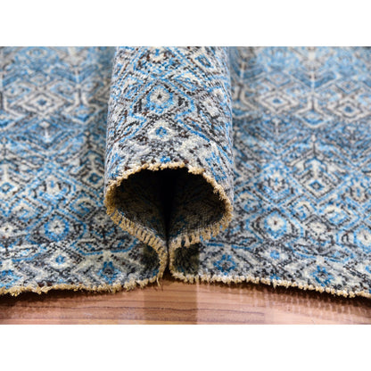 Modern and Contemporary Wool Hand Knotted Rug Blue No Border 12.0X15.1 -O079769