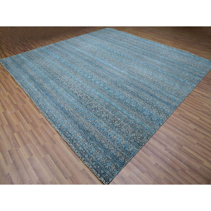 Modern and Contemporary Wool Hand Knotted Rug Blue No Border 12.0X12.0 -O079770