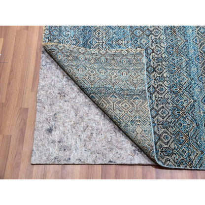 Modern and Contemporary Wool Hand Knotted Rug Blue No Border 12.0X12.0 -O079770