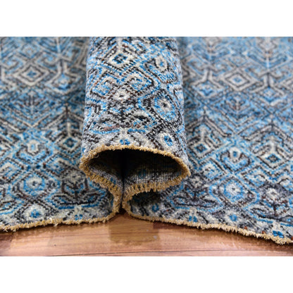 Modern and Contemporary Wool Hand Knotted Rug Blue No Border 12.0X12.0 -O079770