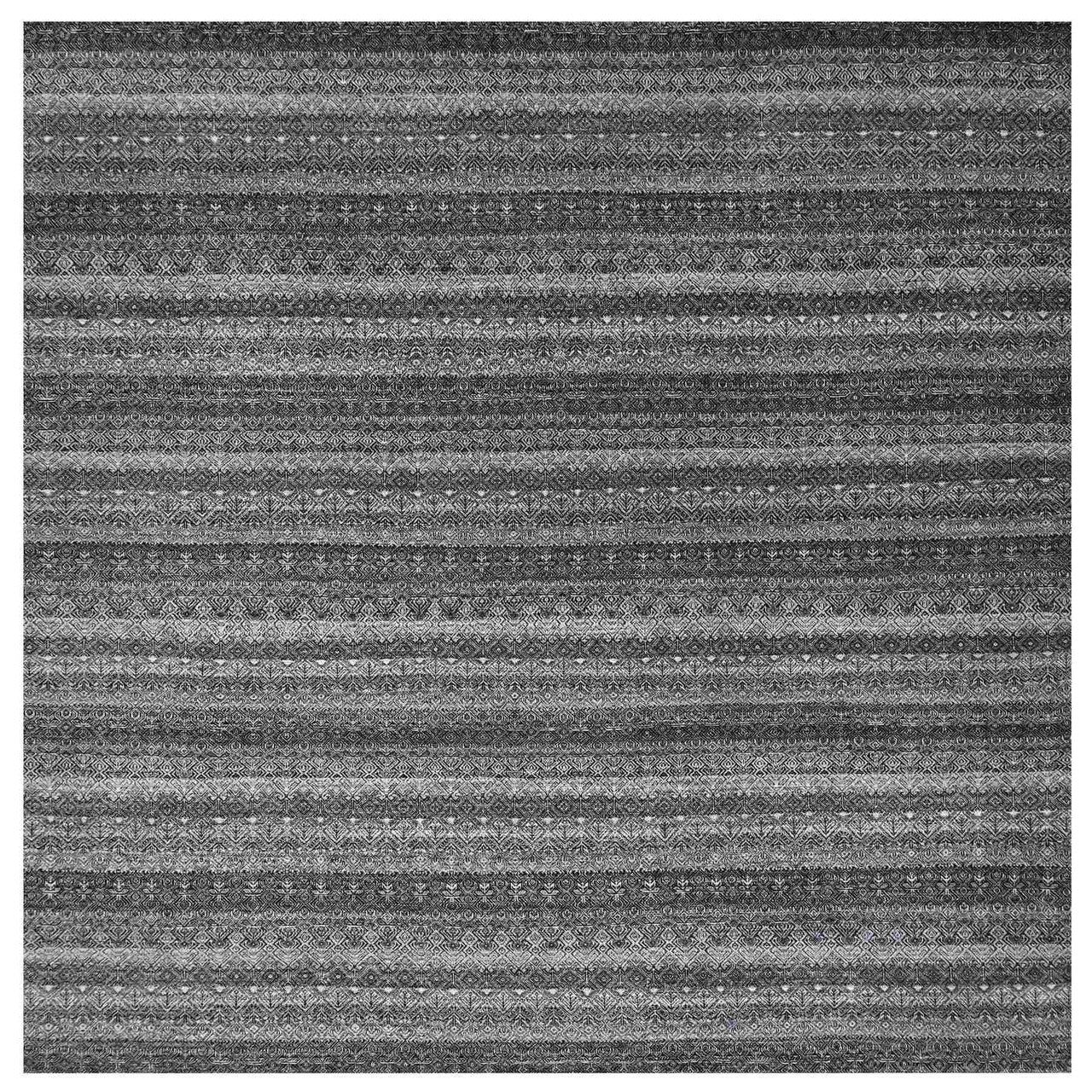 Gray 12'0" x 11'11" Modern and Contemporary Hand knotted Wool Rug - Sku: O079772