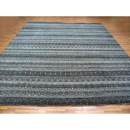 Modern and Contemporary Wool Hand Knotted Rug Grey No Border 12.0X11.11 -O079772