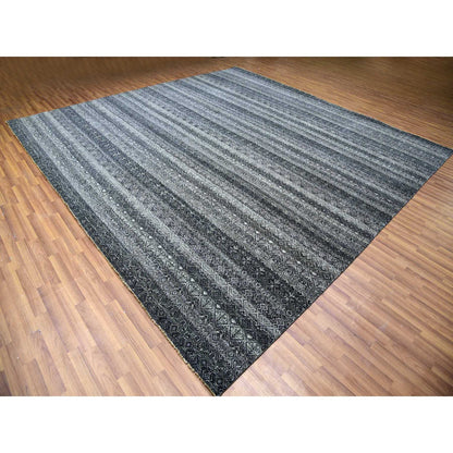 Modern and Contemporary Wool Hand Knotted Rug Grey No Border 12.0X11.11 -O079772