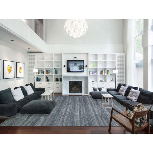 Modern and Contemporary Wool Hand Knotted Rug Grey No Border 12.1X15.2 -O079773