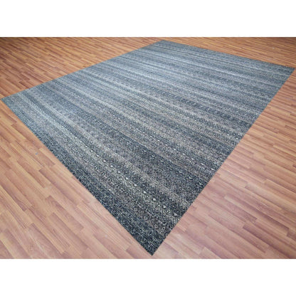 Modern and Contemporary Wool Hand Knotted Rug Grey No Border 12.1X15.2 -O079773