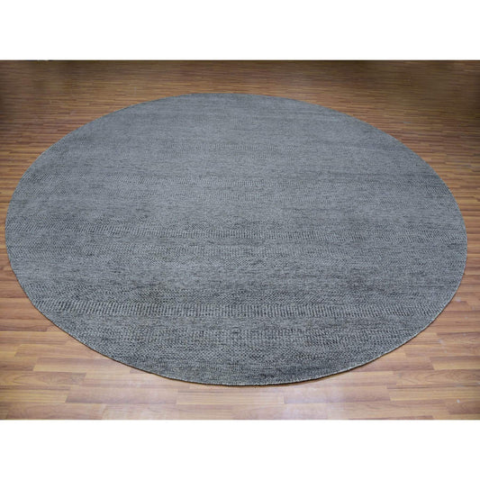 Modern and Contemporary Wool Hand Knotted Rug Grey No Border 11.11X12.0 -O079774