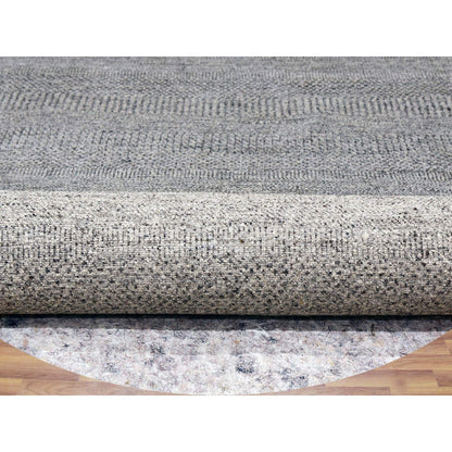 Modern and Contemporary Wool Hand Knotted Rug Grey No Border 11.11X12.0 -O079774