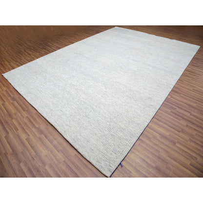 Modern and Contemporary Wool Hand Knotted Rug Grey No Border 10.1X14.0 -O079780