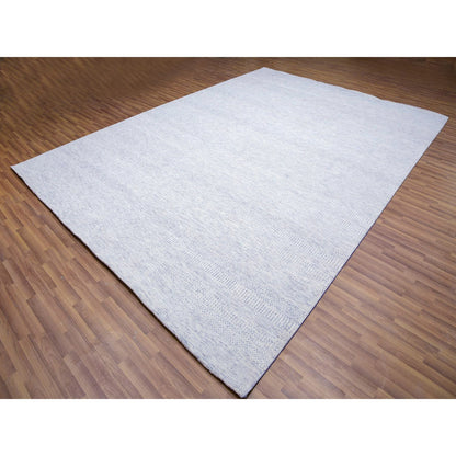Modern and Contemporary Wool Hand Knotted Rug Grey No Border 10.1X14.0 -O079781