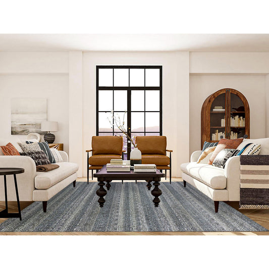 Modern and Contemporary Wool Hand Knotted Rug Grey No Border 8.0X9.11 -O079788