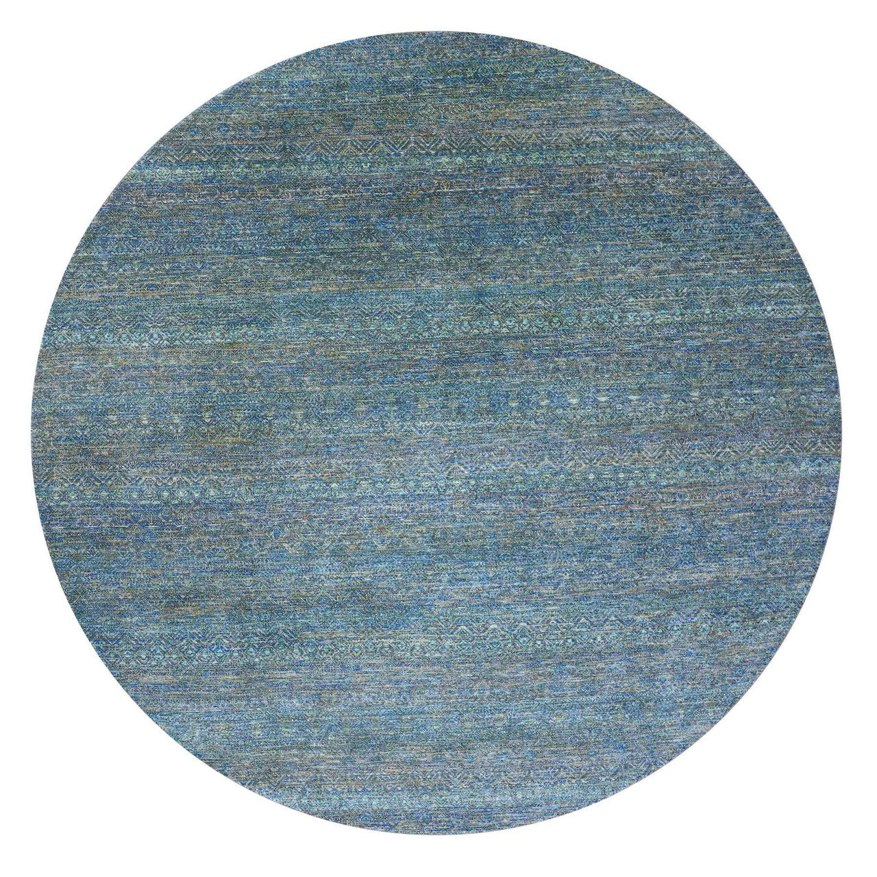 Modern and Contemporary Wool Hand Knotted Rug Green 9.11x10.0 -O079790