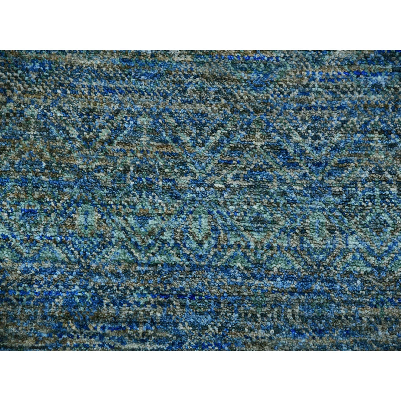 Modern and Contemporary Wool Hand Knotted Rug Green 9.11x10.0 -O079790