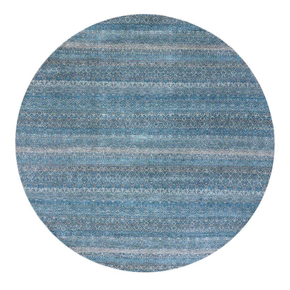 Modern and Contemporary Wool Hand Knotted Rug Blue No Border 9.11X10.0 -O079795