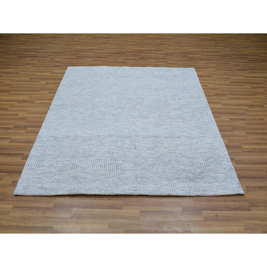 Modern and Contemporary Wool Hand Knotted Rug Grey No Border 6.0X6.0 -O079797