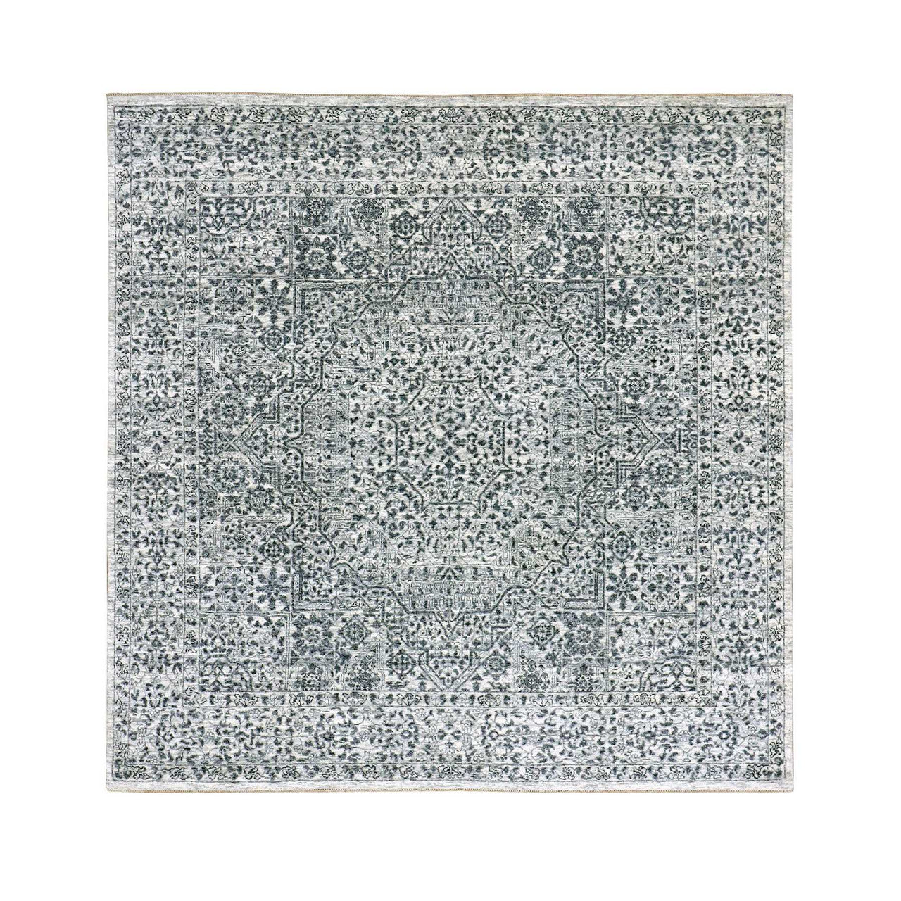 Ivory 6'0" x 6'0" Mamluk Hand knotted Wool Rug - Sku: O079798