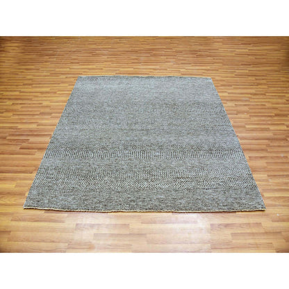 Modern and Contemporary Wool Hand Knotted Rug Grey No Border 6.1X6.6 -O079799