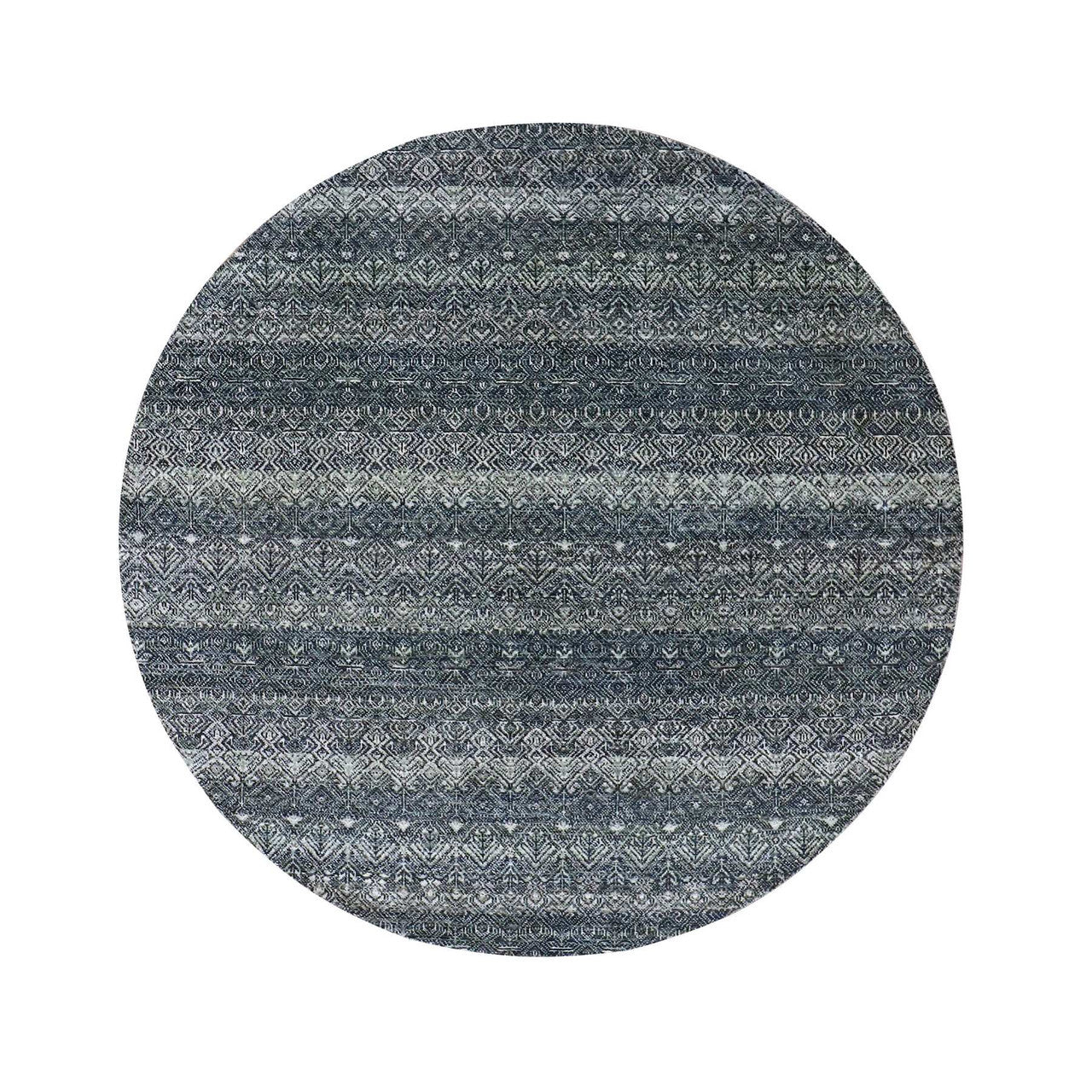 Gray 6'0" x 6'1" Modern and Contemporary Hand knotted Wool Rug - Sku: O079801