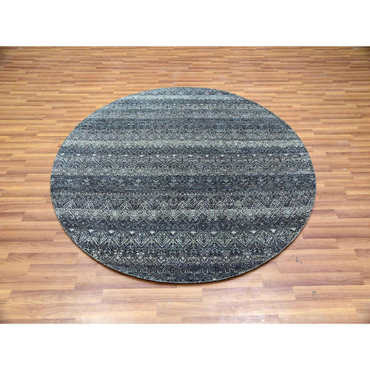 Modern and Contemporary Wool Hand Knotted Rug Grey No Border 6.0X6.1 -O079801