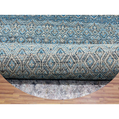 Modern and Contemporary Wool Hand Knotted Rug Blue No Border 5.11X6.0 -O079802