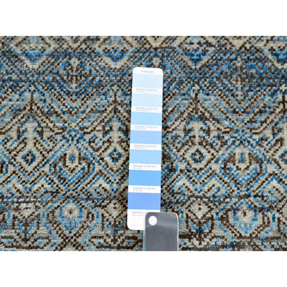 Modern and Contemporary Wool Hand Knotted Rug Blue No Border 5.11X6.0 -O079802