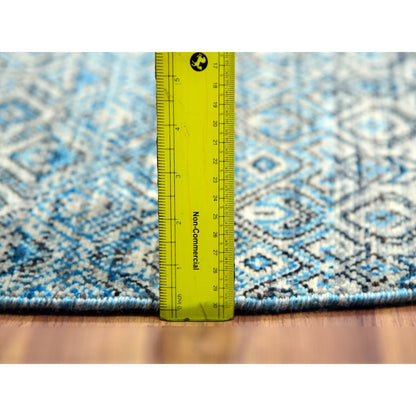 Modern and Contemporary Wool Hand Knotted Rug Blue No Border 5.11X6.0 -O079802