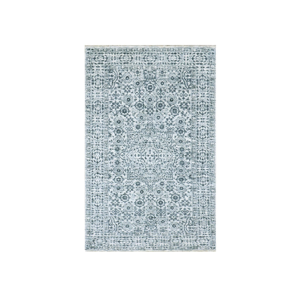 Mamluk Wool Hand Knotted Rug Ivory Ivory 2.11X5.3 -O079810