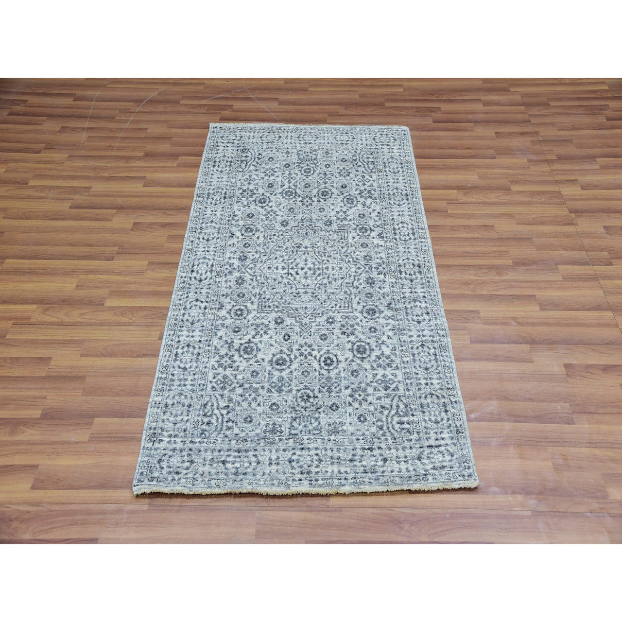 Mamluk Wool Hand Knotted Rug Ivory Ivory 2.11X5.3 -O079810