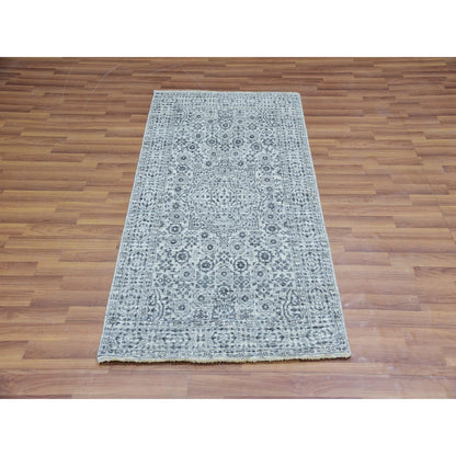 Mamluk Wool Hand Knotted Rug Ivory Ivory 2.11X5.3 -O079810
