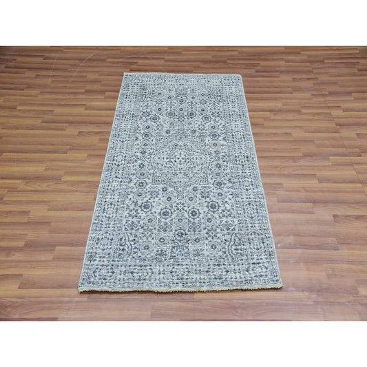 Mamluk Wool Hand Knotted Rug Ivory Ivory 2.11X5.3 -O079810