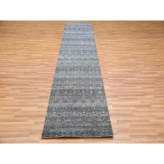 Modern and Contemporary Wool Hand Knotted Rug Grey No Border 2.6X12.2 -O079811