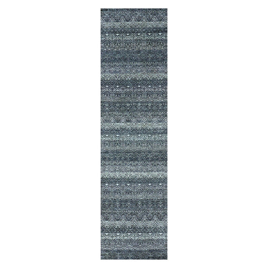 Modern and Contemporary Wool Hand Knotted Rug Grey No Border 2.7X10.1 -O079813