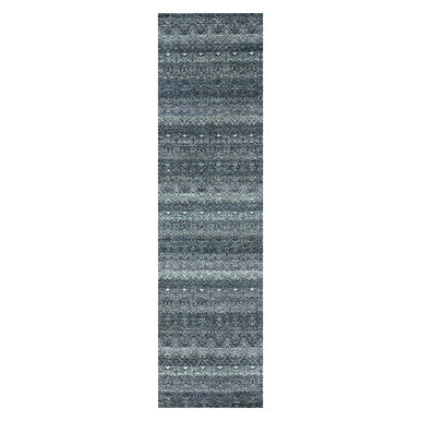 Modern and Contemporary Wool Hand Knotted Rug Grey No Border 2.7X10.1 -O079813