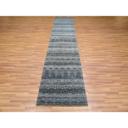 Modern and Contemporary Wool Hand Knotted Rug Grey No Border 2.8X10.0 -O079814