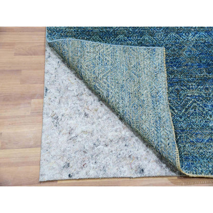 Modern and Contemporary Wool Hand Knotted Rug Green No Border 2.6X12.0 -O079817