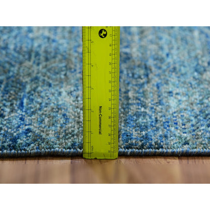 Modern and Contemporary Wool Hand Knotted Rug Green No Border 2.6X12.0 -O079817
