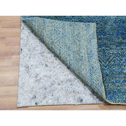 Modern and Contemporary Wool Hand Knotted Rug Green No Border 2.6X12.0 -O079818