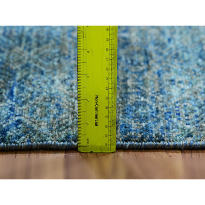Modern and Contemporary Wool Hand Knotted Rug Green No Border 2.6X12.0 -O079818