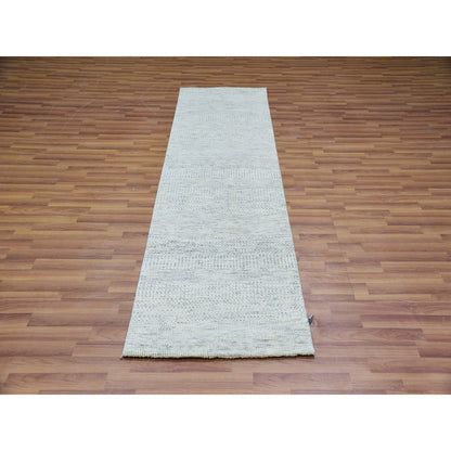 Modern and Contemporary Wool Hand Knotted Rug Grey No Border 2.6X8.1 -O079819