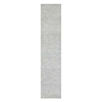 Modern and Contemporary Wool Hand Knotted Rug Grey No Border 2.7X12.0 -O079827