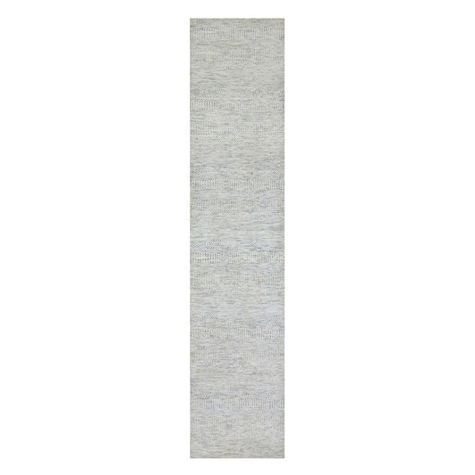 Modern and Contemporary Wool Hand Knotted Rug Grey No Border 2.7X12.0 -O079827