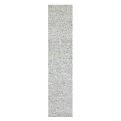 Modern and Contemporary Wool Hand Knotted Rug Grey No Border 2.7X12.0 -O079827