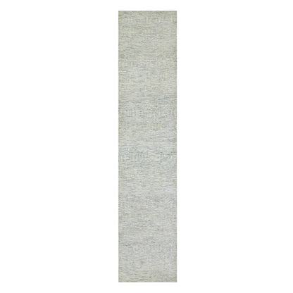 Modern and Contemporary Wool Hand Knotted Rug Grey No Border 2.7X12.0 -O079828