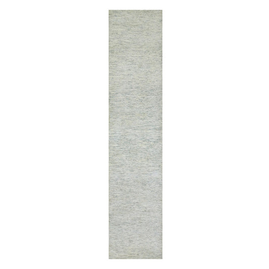 Modern and Contemporary Wool Hand Knotted Rug Grey No Border 2.7X12.0 -O079828