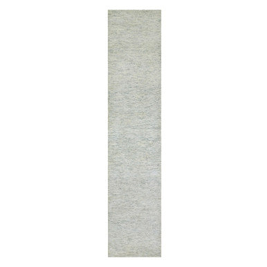 Modern and Contemporary Wool Hand Knotted Rug Grey No Border 2.7X12.0 -O079828