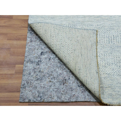 Modern and Contemporary Wool Hand Knotted Rug Grey No Border 2.7X12.0 -O079828
